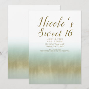 Meeresgischt Gold Weiß Elegant Strand Sweet 16 Einladung