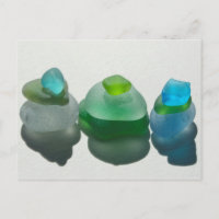 Meeresglas, Strandglas, blau, grün, Postkarte