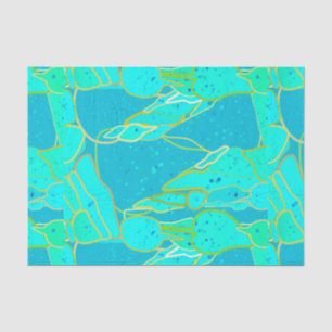 Meeresgrotto Abstrakt, Türkis, Aqua und Gold Seidenpapier
