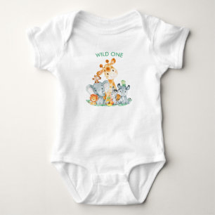 Meeresgrün Wasserfarbe Niedlich Safari Jungle Tie Baby Strampler