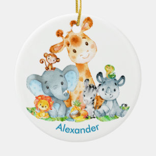 Meeresgrün Wasserfarbe Niedlich Safari Jungle Tie Keramik Ornament