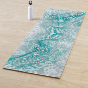 Meeresgrüne Marmorschmetterlinge Yogamatte