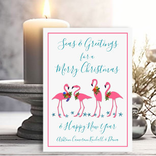 Meeresgrüße und Grüße Flamingos Weihnachten Flachk