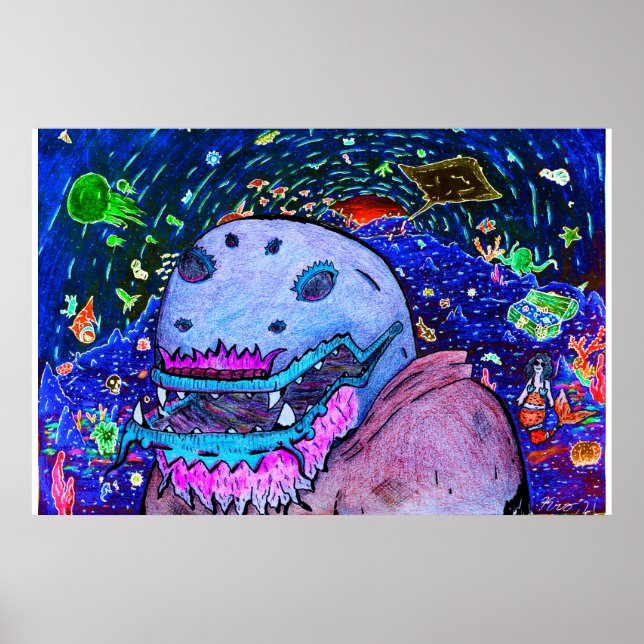 Meereshöhle - Schwarzlicht Poster (Vorne)