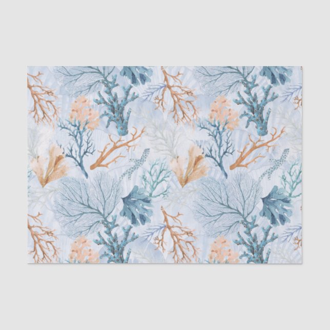 Meereskorallenblauer Blauer Ozean Seidenpapier (Vorderseite)