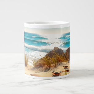 Meereskrabben am tropischen Strand – Ruhiger Ozean Jumbo-Tasse