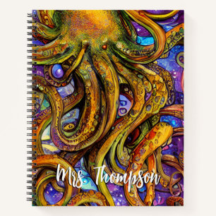 Meereskreatur Oktopus mit Personalisiertem Namen Notizbuch