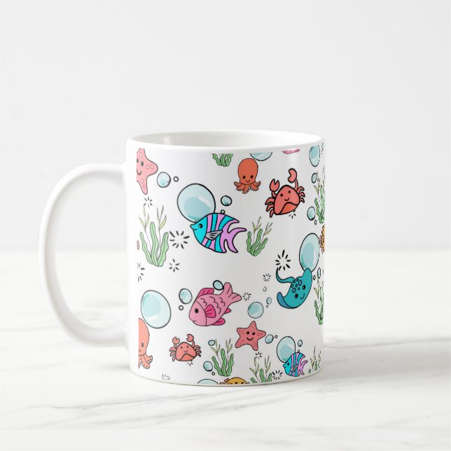Meereskreatur thematische Tasse. Tasse von gemuste (Links)