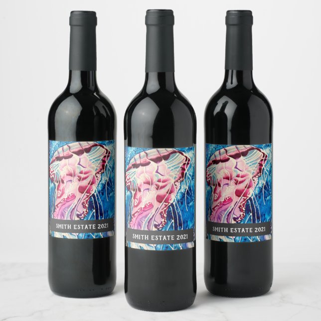 Meereskunst der Qualle Weinetikett (Flaschen)