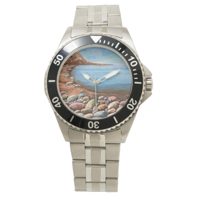 Meeresküste felsige KLIFFS SAISHORE Entspannen hel Armbanduhr (Vorderseite)