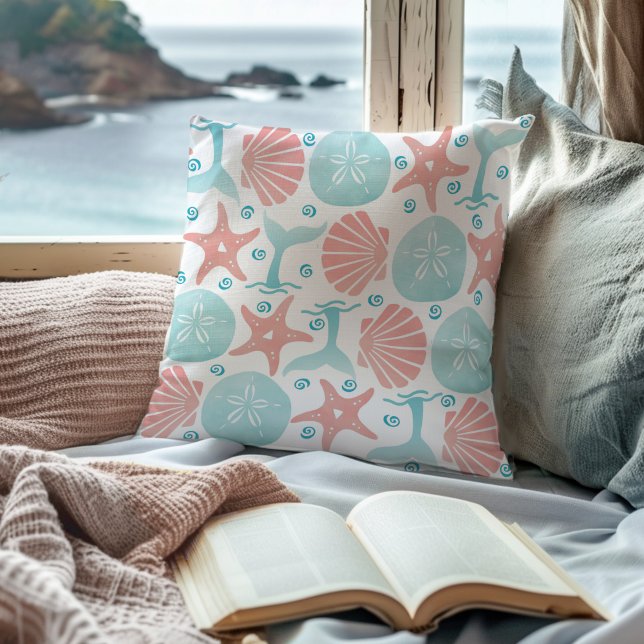 Meeresküste Muschel Starfish Sand Dollar Whale Küs Kissen (Von Creator hochgeladen)