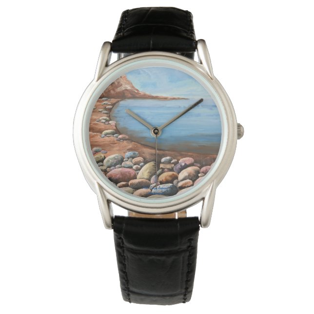 Meeresküste Originelle handgemalte Kunst Armbanduhr (Vorderseite)