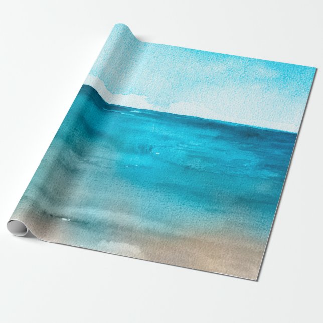 Meereslandschaft. Schöne Aquarellmalerei Geschenkpapier (Ungerollt)