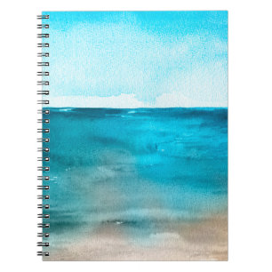 Meereslandschaft. Schöne Aquarellmalerei Notizblock