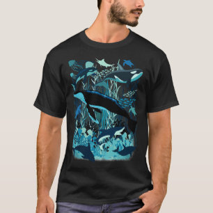 Meeresleben Blaue Schattierungen Traum Unterwasser T-Shirt