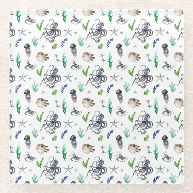 MEERESLEBEN GLASUNTERSETZER (Vorderseite)