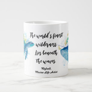 Meeresleben. Meeresschildkröte und Blauer Wal Jumbo-Tasse