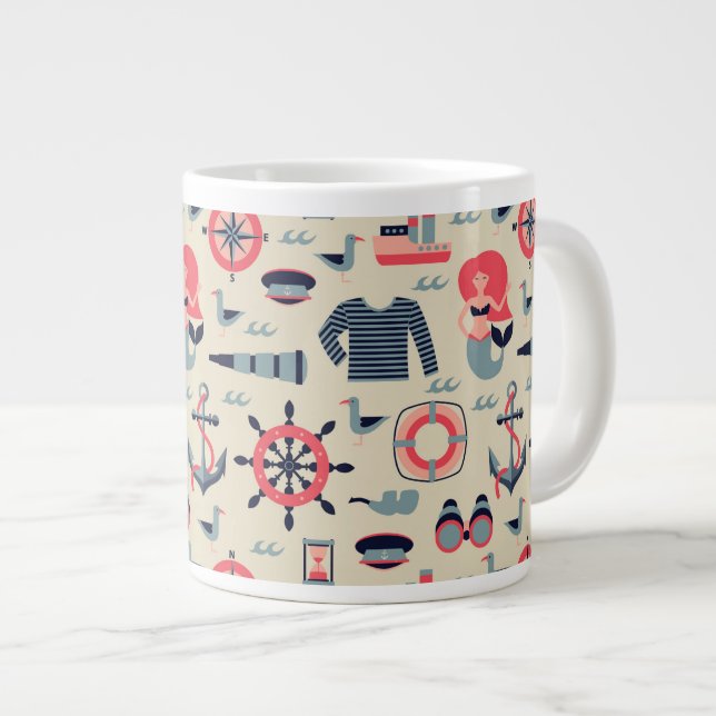 Meeresleben-Muster Jumbo-Tasse (Vorderseite Rechts)