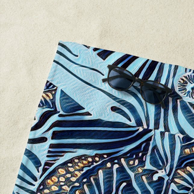 Meeresleben und abstrakte botanische Muster Strandtuch (Beispiel)