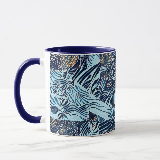Meeresleben und abstrakte botanische Muster Tasse (Links)
