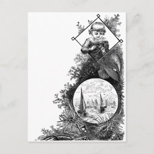 Meeresleben und Viktorianischer Junge mit Krabbe Postkarte