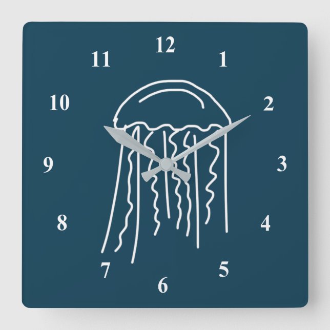 Meereslebewesen Quallen modern Quadratische Wanduhr (Vorderseite)