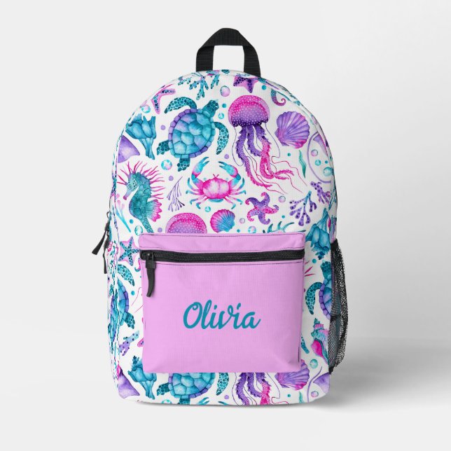 Meereslebewesen unter dem Meer zum Geburtstag Bedruckter Rucksack (Vorderseite)