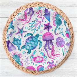 Meereslebewesen unter dem Meer zum Geburtstag Pappteller