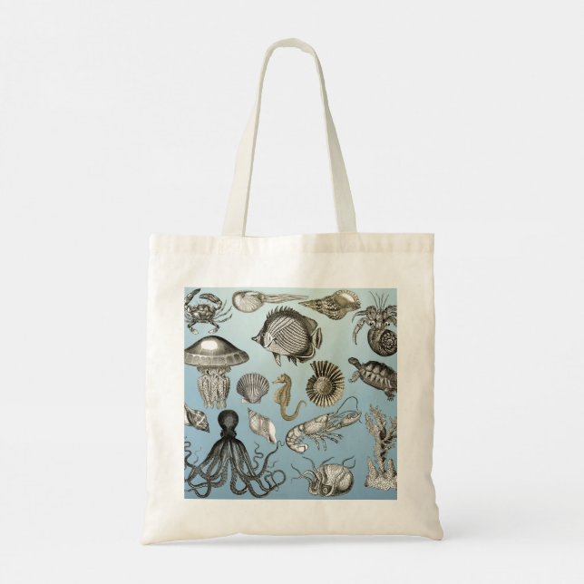 Meereslebewesen von Ernst Haeckel Print Tragetasche (Rückseite)