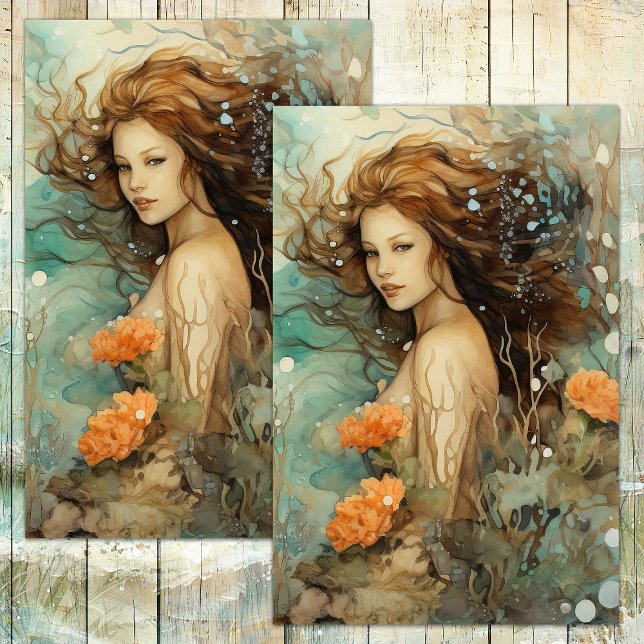 MEERESMAIDEN MERMAID DECOUPAY SEIDENPAPIER (SEA MAIDEN MERMAID DECOUPAGE TISSUE PAPER)