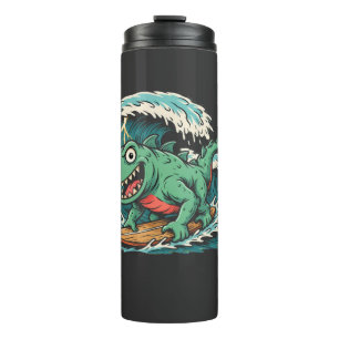 Meeresmonster surft auf riesiger Welle – Lustige O Thermosbecher