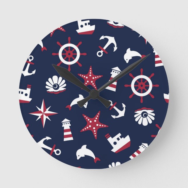 Meeresmuster Runde Wanduhr (Vorderseite)
