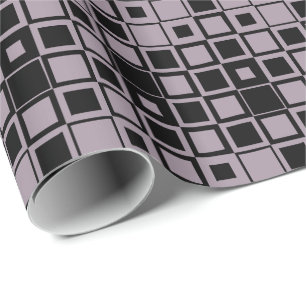 Meeresnebel Lila/Schwarzes Quadrat im Quadrat Geschenkpapier