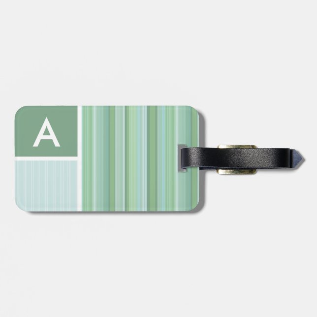 Meeresrauschen, Käfig Grün und Baby Blue Streifen Gepäckanhänger (Rückseite horizontal)