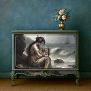 Meeresrolle der Meerjungfrau in Gold-Decoupage Seidenpapier