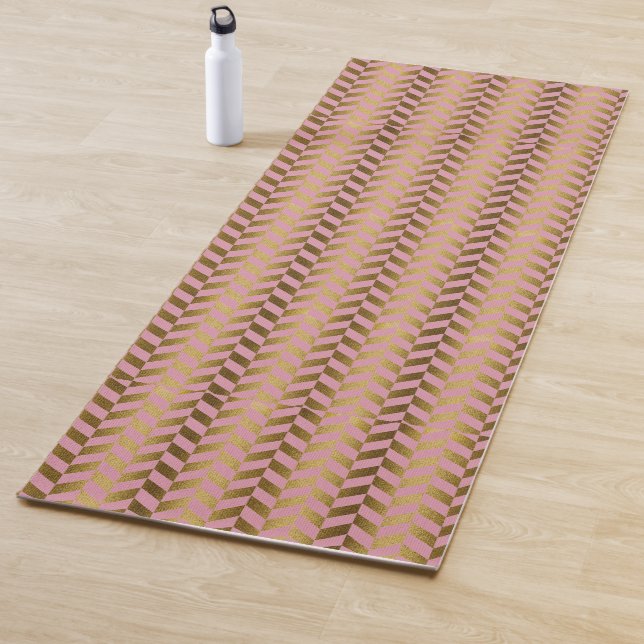 Meeresrosa und Goldherringbone Yogamatte (Beispiel)