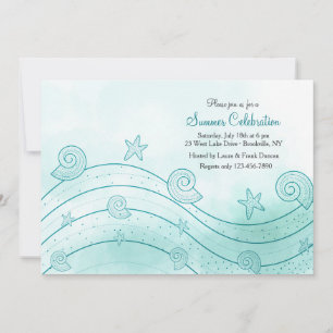 Meeresschalen-Wellen-Einladung Einladung