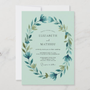 Meeresschaum Azurblauer Kranz Hochzeit Einladung
