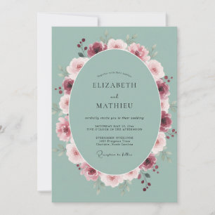 Meeresschaum-Beeren-Pfingstrosen-Hochzeit Einladung