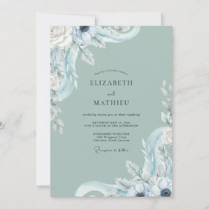 Meeresschaum-Eisblau-Laub-Eukalyptus-Hochzeit Einladung