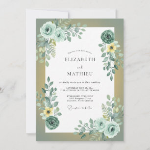 Meeresschaum Gelbe Eukalyptus-Hochzeit Einladung