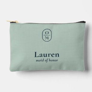 Meeresschaum Grün   Hochzeitsmonogramm Brautjungfe Zubehörtasche
