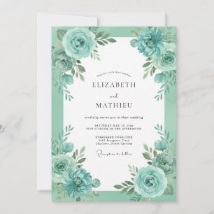 Meeresschaum Grün Leuchtende Botanische Hochzeit Einladung