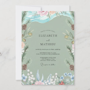 Meeresschaum-Kiefer-Evergreen-Eukalyptus-Hochzeit Einladung