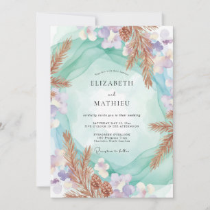 Meeresschaum-Kupfer-Pampas-Eukalyptus-Hochzeit Einladung