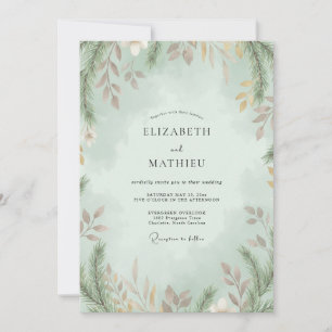 Meeresschaum-Malven-Laub-Eukalyptus-Hochzeit Einladung