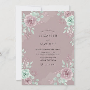 Meeresschaum-Mauve-Pfingstrosen-Hochzeit Einladung