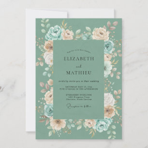 Meeresschaum-Pfirsich-Aquarell-Hochzeit Einladung