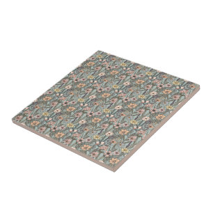Meeresschaum Rosa Gelb Retro Wildblume Fliese