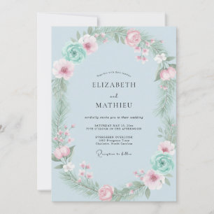 Meeresschaum-Rosa-Kranz-Hochzeit Einladung